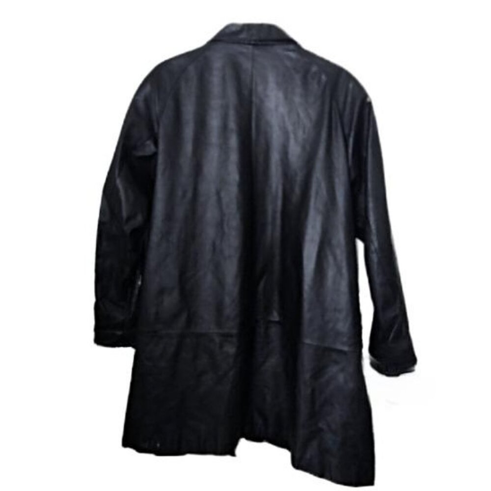 Vintage 80s leather oversized fit coat EUC S M - Picture 3 of 7